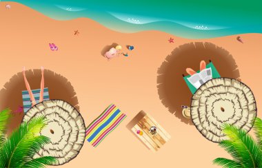 Gerçekçi yaz plaj deniz tarafı