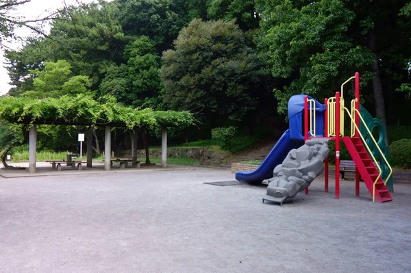 Colorful Lovely Slide Playground Equipment Forest Park — Stock Photo, Image