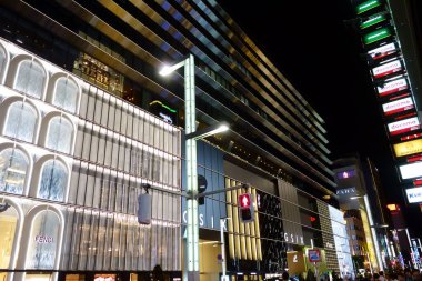 Japon Tokyo Ginza 4-chome, en lüks Sakka-gai, gece görüşü