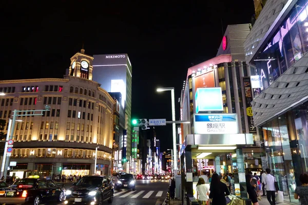 Japan Tokyo Ginza Chome Most Luxurious Sakka Gai Night View — Stock Photo, Image