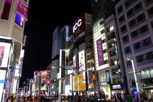 Japon Tokyo Ginza Chome Sakka Gai Luxueux Vue Nuit Vue — Photo