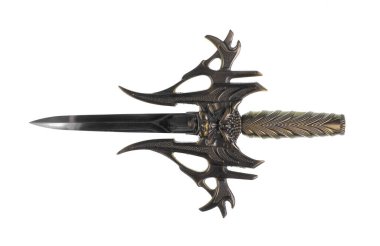 Beyaz arka planda izole edilmiş ortaçağ kılıcı.