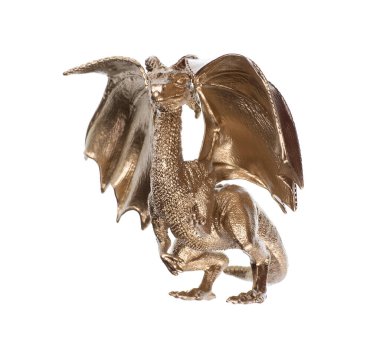 Beyaz arka planda izole edilmiş altın peri ejderhası