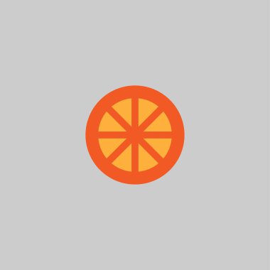 Turuncu yarım dilim düz ikon. Organik doğa tropikal meyve sembolü. Logo tasarım ögesi