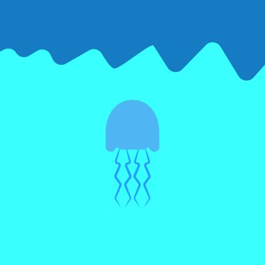 Denizanası ikonu. Okyanus balığı sembolü. Logo tasarım ögesi