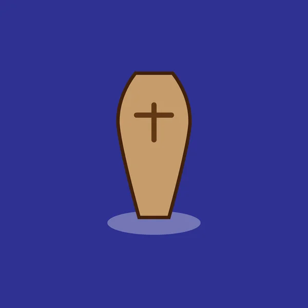 Christian coffin flat icon. Religion mourning ceremony symbol. Logo design element