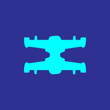 Düz İHA simgesi. İnsansız hava aracı sembolü. Sinek taşıma işareti. Logo tasarım ögesi