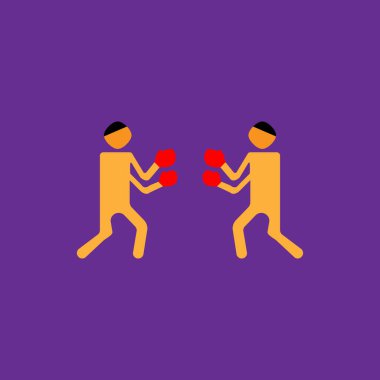 Boks yassı simgeye karşı. Basit stil boks dövüşüne karşı sembol. Logo tasarım elemanı. Tişört baskısı. EpiS10. Çıkartma için vektör.