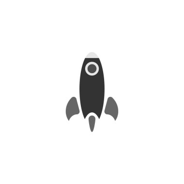 Roket düz ikon. Basit tarz hızlı hız sembolü. Logo tasarım elemanı. Tişört baskısı. Çıkartma için vektör.