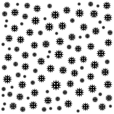 Covid-19 virüs düz simgesi. Basit stil Corona virüsü arkaplan sembolü. Logo tasarım elemanı. Tişört baskısı. Çıkartma için vektör.