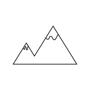 Dağ çizgisi ikonu. Basit bir kış turizmi poster sembolü. Papyon kısa mesaj çerçevesi. Logo tasarım elemanı. Tişört baskısı. Çıkartma için vektör.