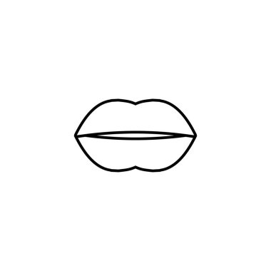 Dudak çizgisi simgesi. Basit tarz kadın moda poster sembolü. Logo tasarım elemanı. Tişört baskısı. Çıkartma için vektör.