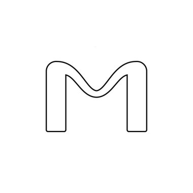 M çizgisi simgesi. Basit tarz poster arkaplan simgesi. M logosu tasarım elemanı. Tişört baskısı. Çıkartma için vektör.