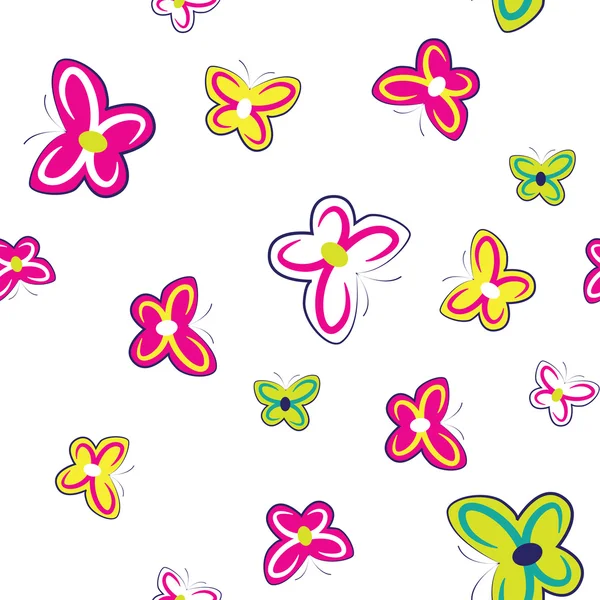Бесшовный цветочный фон с бабочками — стоковый вектор