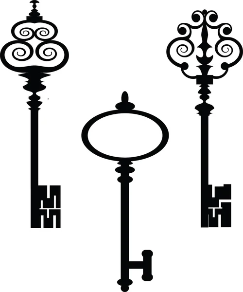 anahtar, siluet, kilit, eski, antik, siyah