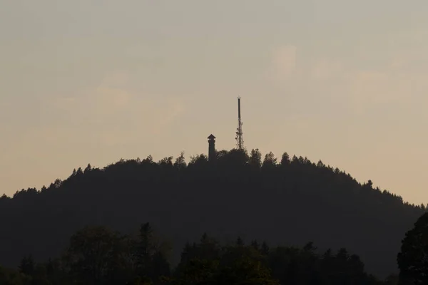 Sonnenuntergang Aussichtsturm Hohe Mhr Schwarzwald — Stockfoto