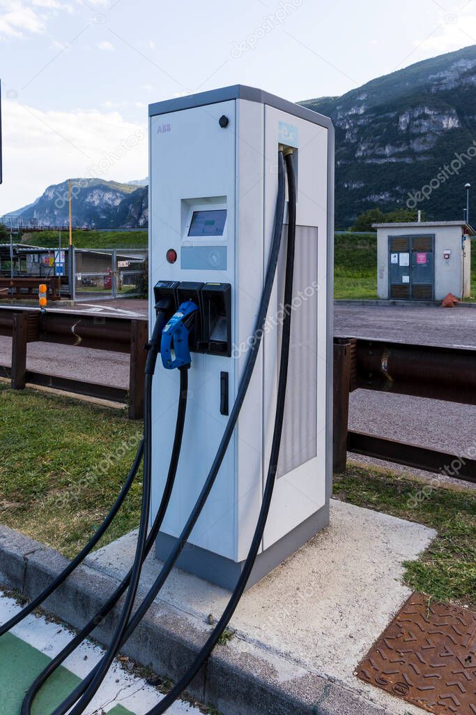 Brenner, Italy A22 08-26-2021 : ABB Charger at a Electrocar charging place