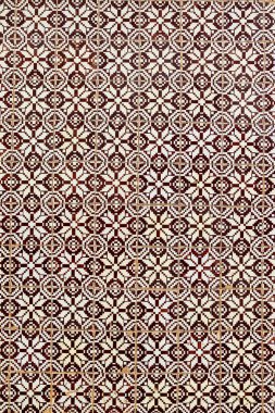 Traditional brown and white geometric azulejo wall pattern, Portugal, Ovar  Furadouro, 9.10.2025.