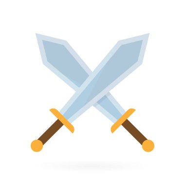 Çizgi film kılıçlarını. Vektör çizimi. Ortaçağ savaş kavramı.