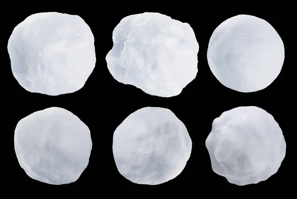 Boules de neige réalistes isolées sur fond noir. Image rendue 3D. — Photo