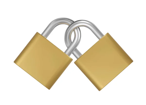 Verrous fermés croisés. Illustration vectorielle de cadenas doré réaliste. — Image vectorielle