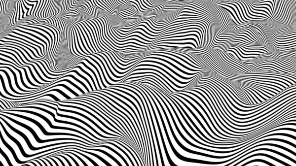 Abstract striped background. Black and white lines optical illusion. Vector illustration. — Stock Vector