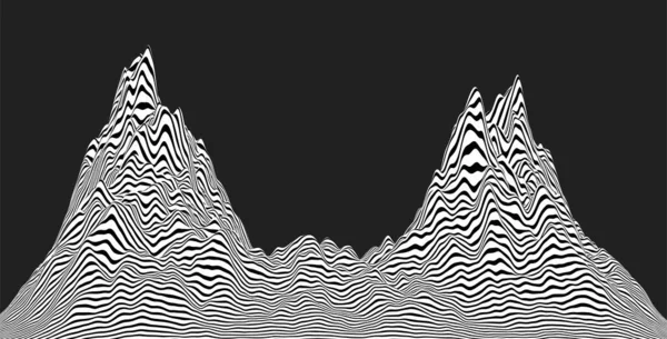 Montagna astratta a strisce. Illusione ottica illustrazione vettoriale. — Vettoriale Stock