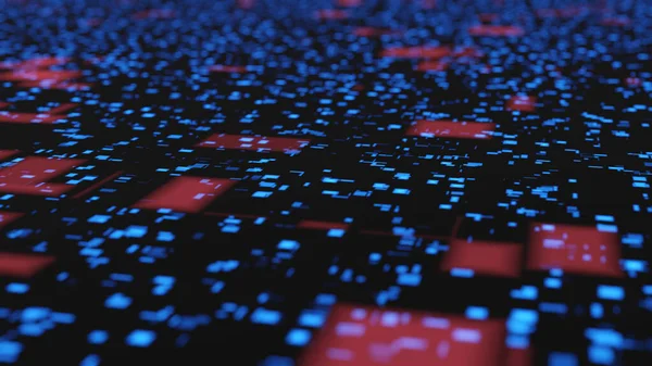 Soyut veri teknolojisi geçmişi. Mavi ve kırmızı dikdörtgenler. Büyük veri görselleştirmesi. 3B oluşturulmuş resim. — Stok fotoğraf
