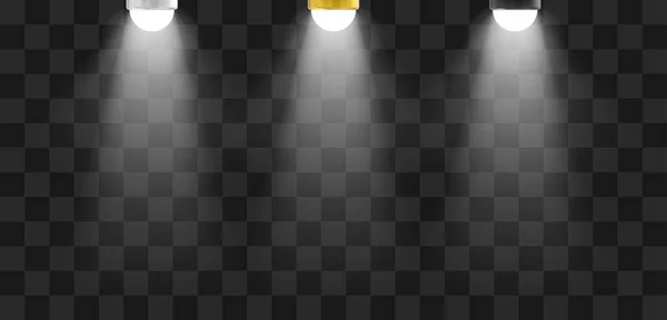 Plafonnier argenté, doré et noir avec un faisceau lumineux blanc. Illustration vectorielle. — Image vectorielle