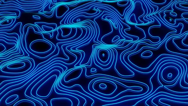 Hintergrund der topographischen Konturkarte. Gelände mit blau leuchtenden Linien. Erleichterung in 3D. — Stockfoto