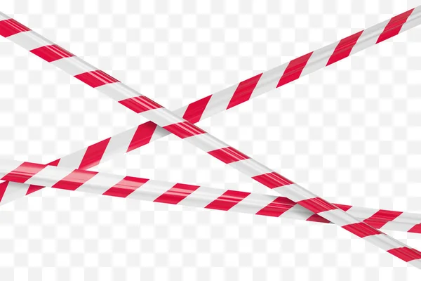 Realistic vector crime tapes with white and red stripes. Crossed warning ribbon. — Stock Vector