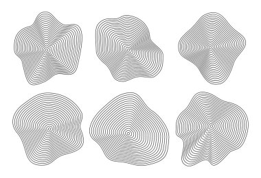 Soyut çarpıtılmış çizgiler. Vektör ağaç halkaları ayarlandı.