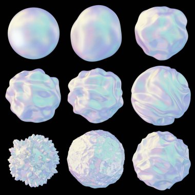 Yanardöner çarpık küre siyah arkaplanda izole edildi. Gelecekçi modern tasarım elementleri. 3B görüntüleme.