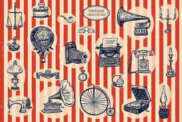 Vintage objects set — Stock Vector