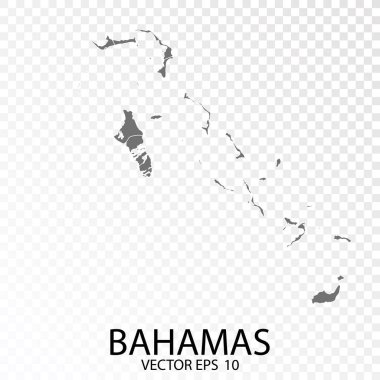 Şeffaf arka plan. Bahamalar 'ın detaylı gri haritası. Vektör Eps 10.