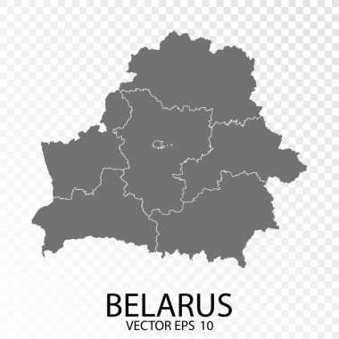 Belarus 'un Yüksek Detaylı Gri Haritası. Vektör Eps 10.