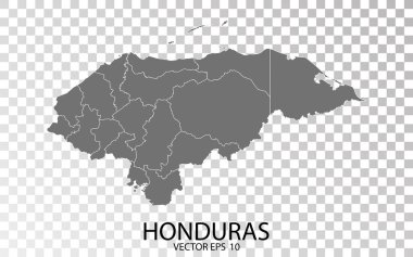 Şeffaf - Yüksek Detaylı Honduras Gri Haritası. Vektör Eps 10.