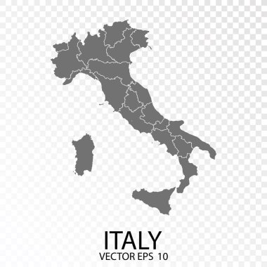 Saydam - İtalya 'nın Yüksek Detaylı Gri Haritası. Vektör Eps 10.