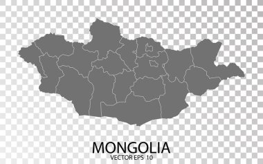 Şeffaf - Moğolistan 'ın gri haritası. Vektör Eps 10.
