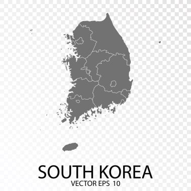 Şeffaf - Güney Kore 'nin gri haritası. Vektör illüstrasyonu 10.
