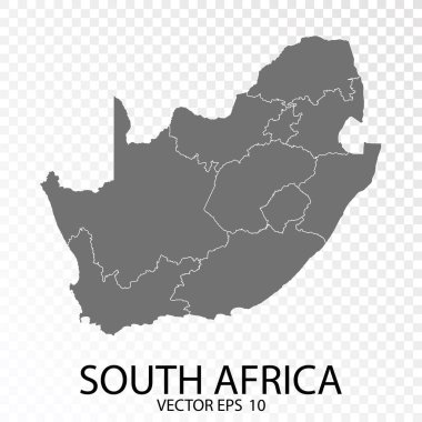 Şeffaf - Güney Afrika 'nın gri haritası. Vektör Eps 10.