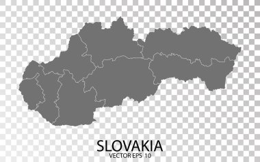 Şeffaf - Slovakya 'nın gri haritası. Vektör Eps 10.