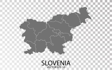 Slovenya 'nın Gri Haritası. Vektör Eps 10.