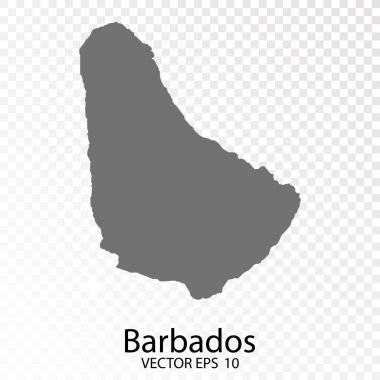 Barbados 'un Yüksek Detaylı Gri Haritası. Vektör Eps10.