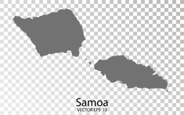 Şeffaf - Yüksek Detaylı Gri Samoa Haritası. Vektör Eps10.