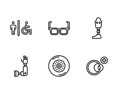 Özürlülük simgeleri Mini Set, vektör illüstrasyonu  