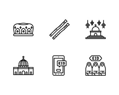 Kurban Bayramı simgeleri Mini Set, vektör illüstrasyonu  