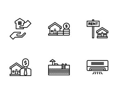  Emlak simgeleri Mini Set, vektör illüstrasyonu  