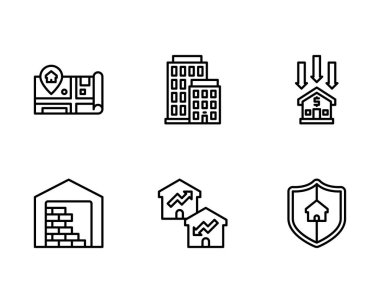  Emlak simgeleri Mini Set, vektör illüstrasyonu  