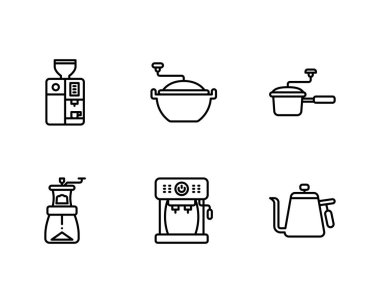 Mutfağın vektör çizimi ve yemek ikonu. Web için yiyecek ve cihaz stok sembolü seti.